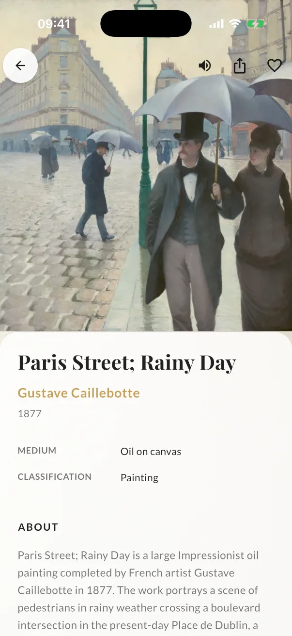 Artwork page for Paris Street; Rainy Day by Gustave Caillebotte